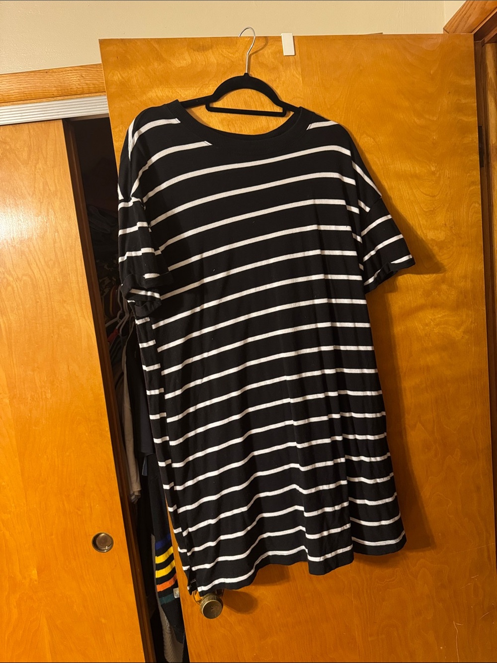 Time and Tru Black and White Striped Mini Dress